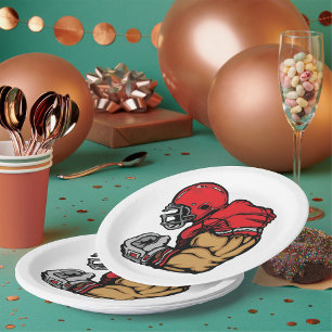 Assiettes En Carton Mascotte de guerrier de football robuste Muscle de