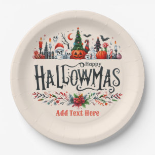 Assiettes En Carton Mashup de Noël d'Halloween