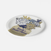 Assiettes En Carton Mason Fleurs Jar Rustique Floral Rose & Or Chic (Angle)