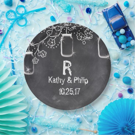 Assiettes En Carton Mason Jar Chalkboard Chalkboard Éclairage Mariage  (Fête)