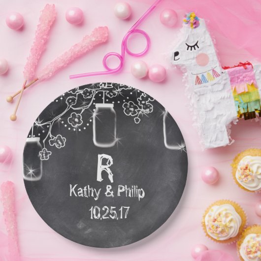 Assiettes En Carton Mason Jar Chalkboard Chalkboard Éclairage Mariage  (Fête)