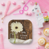 Assiettes En Carton Mason Jar et White Daisy Country Barn Mariage (Fête)