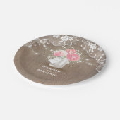 Assiettes En Carton Mason Jar Peonies Lace et Mariage Burlap (Angle)