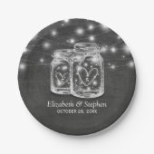 Assiettes En Carton Mason Jar String Lights Chalkboard Wedding shower (Devant)