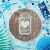 Assiettes En Carton Mason Jar & String Lights Rustic Barn Wood Mariage (Fête)