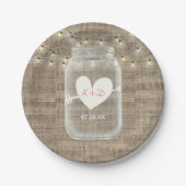 Assiettes En Carton Mason Jar & String Lumières Rustique Mariage Burla (Devant)