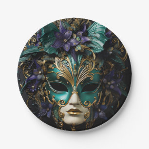 Assiettes En Carton Masque d'Aqua Violet Mascarade Masques Mardi Gras 