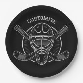 Assiettes En Carton Masque de gardien noir et blanc (Devant)