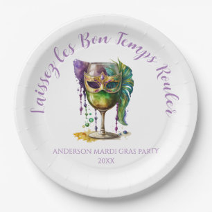 Assiettes En Carton Masque de Mardi Gras Violet