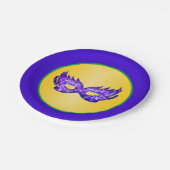 Assiettes En Carton Masque de Parties scintillant violet Mardi Gras (Angle)