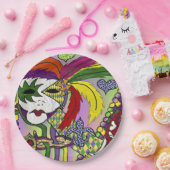 Assiettes En Carton Masque de plumes de Mardi Gras psychédélique (Fête)