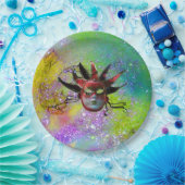 Assiettes En Carton MASQUE JESTER ROUGE NOIR Violet jaune masqué (Fête)