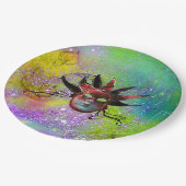 Assiettes En Carton MASQUE JESTER ROUGE NOIR Violet jaune masqué (Angle)