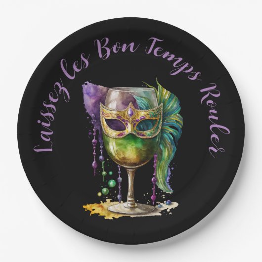 Assiettes En Carton Masque Mardi Gras (Devant)