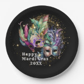 Assiettes En Carton Masque Mardi Gras (Devant)