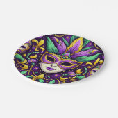 Assiettes En Carton Masque Mardi Gras/perles/fleur de lis (Angle)
