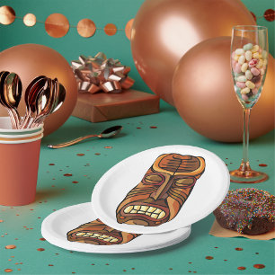 Assiettes En Carton Masque Tiki Tribal de Style Polynésien