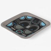 Assiettes En Carton Masque Tribal Africain moderne gris bleu et noir (Angulaire)