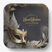 Assiettes En Carton Masquerade Sweet 16 Welcome Black Gold ID1032 (Recto)