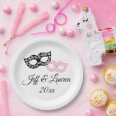 Assiettes En Carton Masques de carnaval vénitien personnalisé mariage (Fête)