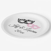 Assiettes En Carton Masques de carnaval vénitien personnalisé mariage (Angle)