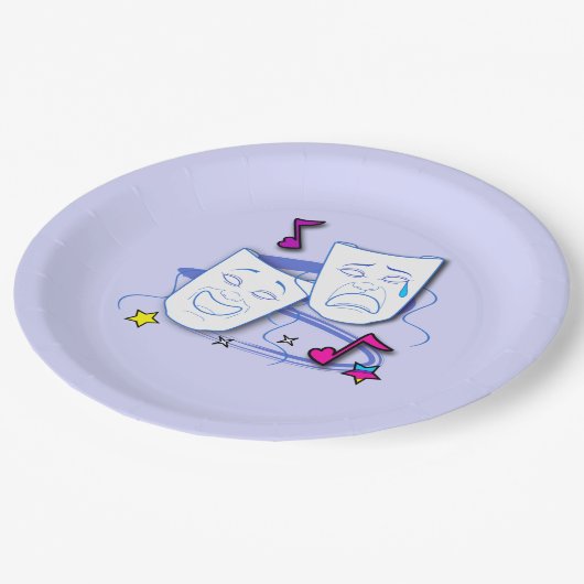 Assiettes En Carton Masques de drame : Comédie et tragédie (Angle)