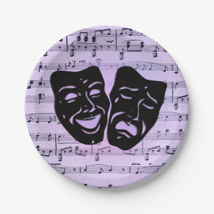Assiettes En Carton Masques de musique et de théâtre violets