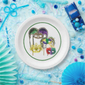 Assiettes En Carton Masques Mardi Gras 1 (Fête)