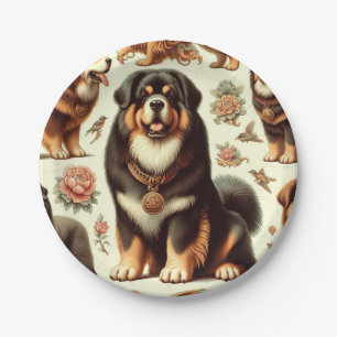 Assiettes En Carton Mastiff Tibétain vintage Peinture sans joint