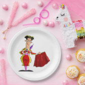 Assiettes En Carton Matador with Red Cape Spanish Bullfighter (Fête)