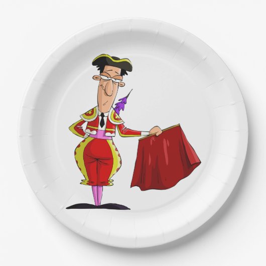 Assiettes En Carton Matador with Red Cape Spanish Bullfighter (Devant)