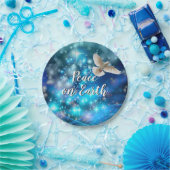 Assiettes En Carton Matching Blue Dove Peace Christmas 7" (Fête)