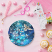 Assiettes En Carton Matching Blue Dove Peace Christmas 7" (Fête)