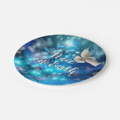 Assiettes En Carton Matching Blue Dove Peace Christmas 7" (Angle)