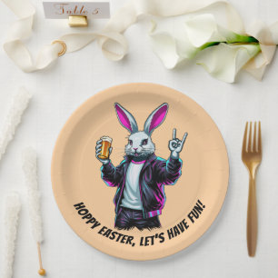 Assiettes En Carton Mauvais Lapin De Pâques ! Pâques chanceuses, amuso