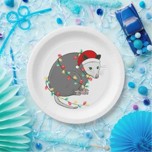 Assiettes En Carton mauvais Noël santa claus opossum (Fête)