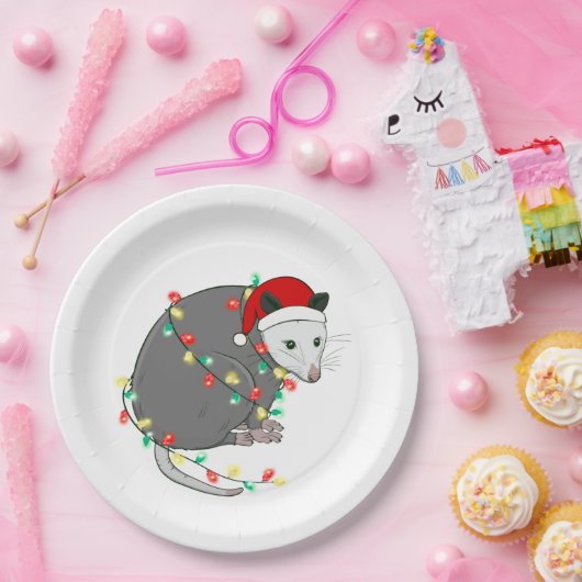 Assiettes En Carton mauvais Noël santa claus opossum (Fête)