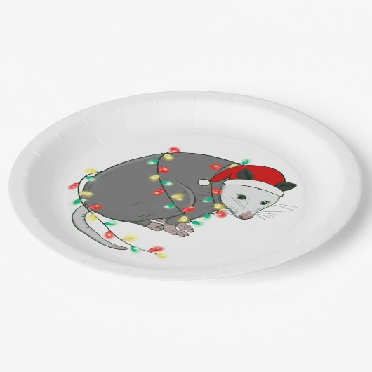 Assiettes En Carton mauvais Noël santa claus opossum (Angle)
