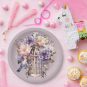 Assiettes En Carton Mauve Finery violet rose douche à oiseaux (Fête)