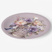 Assiettes En Carton Mauve Finery violet rose douche à oiseaux (Angle)