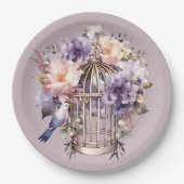 Assiettes En Carton Mauve Finery violet rose douche à oiseaux (Devant)