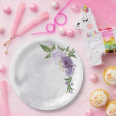 Assiettes En Carton mauve mauve blanc floral (Fête)