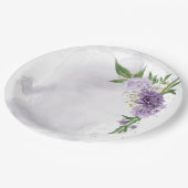 Assiettes En Carton mauve mauve blanc floral (Angle)