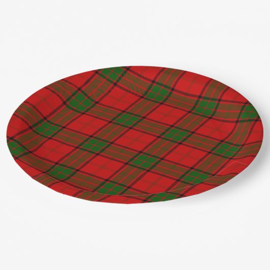 Assiettes En Carton Maxwell tartan rouge vert plaid (Angle)