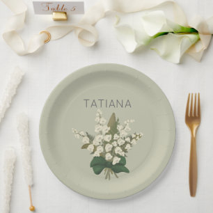 Assiettes En Carton May Lily of the Valley Floral Bouquet Nom personna
