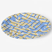Assiettes En Carton Maze bleu et jaune (Angle)