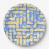 Assiettes En Carton Maze bleu et jaune (Devant)