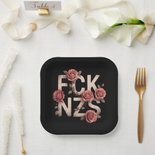 Assiettes En Carton MDE NZS Floral Contre Droite Pas de Nazis Lgbtq+