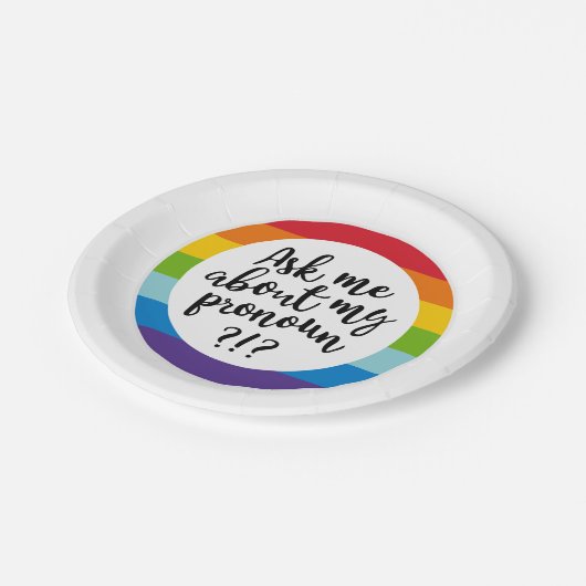 Assiettes En Carton Me Demandez-Moi Mon Pronoun ? (Angle)