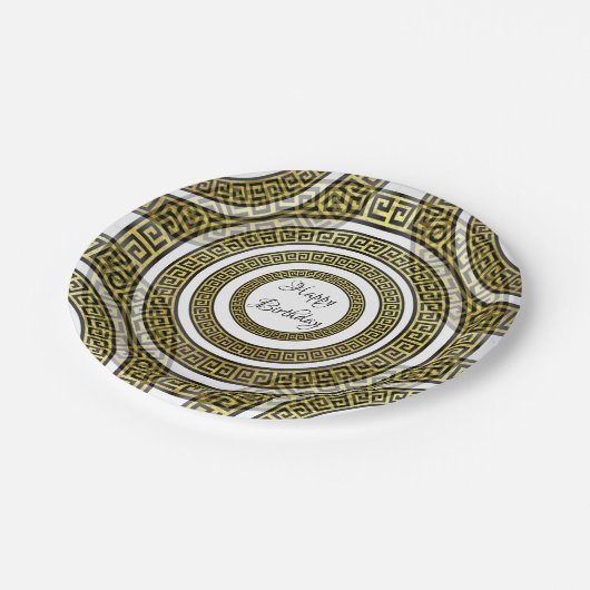 Assiettes En Carton Méandre clé grecque en symétrie géométrique Artdec (Angle)